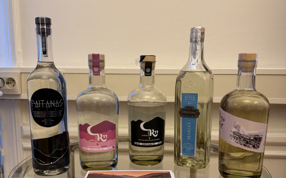 The five Chilean piscos from the Huasco valleys