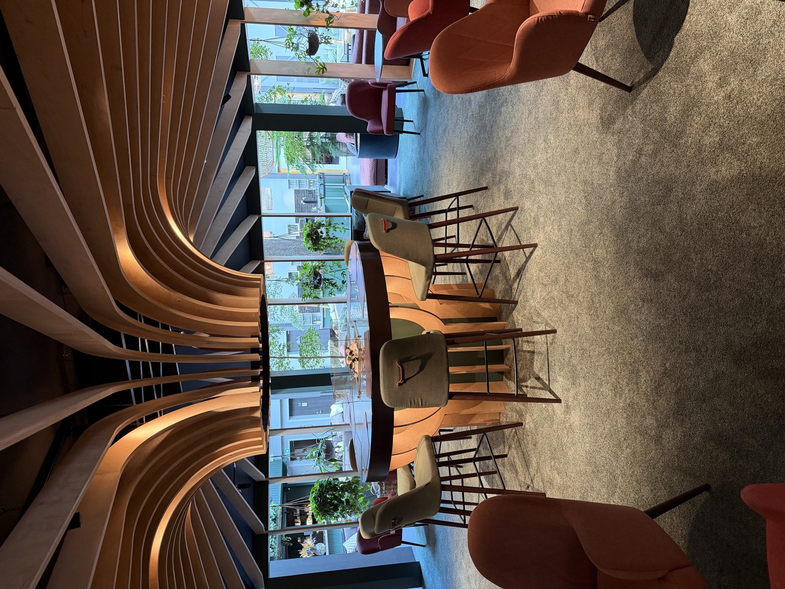 The lounge bar at Sånga-Säby under its curved timber ceiling